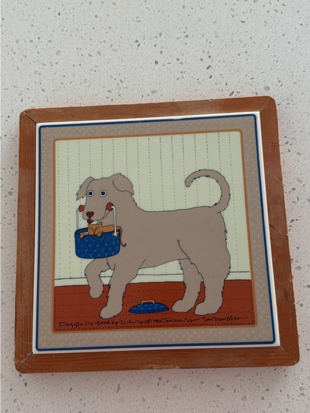 1982 Taylor & Ng "Doggie Do Good" ceramic tile wall art